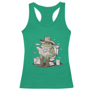 Funny Cowboy Frog Racerback Tank Top Not Now Partner My Tummy Hurts TS12 Irish Green Print Your Wear