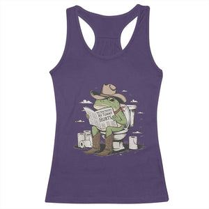 Funny Cowboy Frog Racerback Tank Top Not Now Partner My Tummy Hurts TS12 Purple Print Your Wear