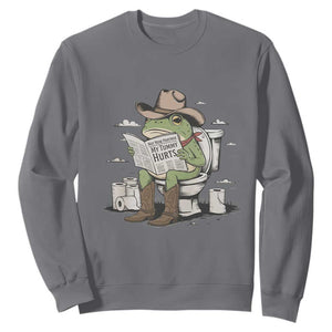 Funny Cowboy Frog Sweatshirt Not Now Partner My Tummy Hurts TS12 Charcoal Print Your Wear