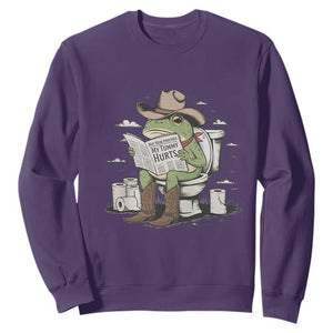 Funny Cowboy Frog Sweatshirt Not Now Partner My Tummy Hurts TS12 Purple Print Your Wear