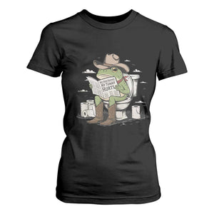 Funny Cowboy Frog T Shirt For Women Not Now Partner My Tummy Hurts TS12 Black Print Your Wear