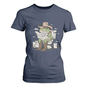 Funny Cowboy Frog T Shirt For Women Not Now Partner My Tummy Hurts TS12 Navy Print Your Wear