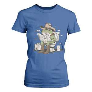 Funny Cowboy Frog T Shirt For Women Not Now Partner My Tummy Hurts TS12 Royal Blue Print Your Wear