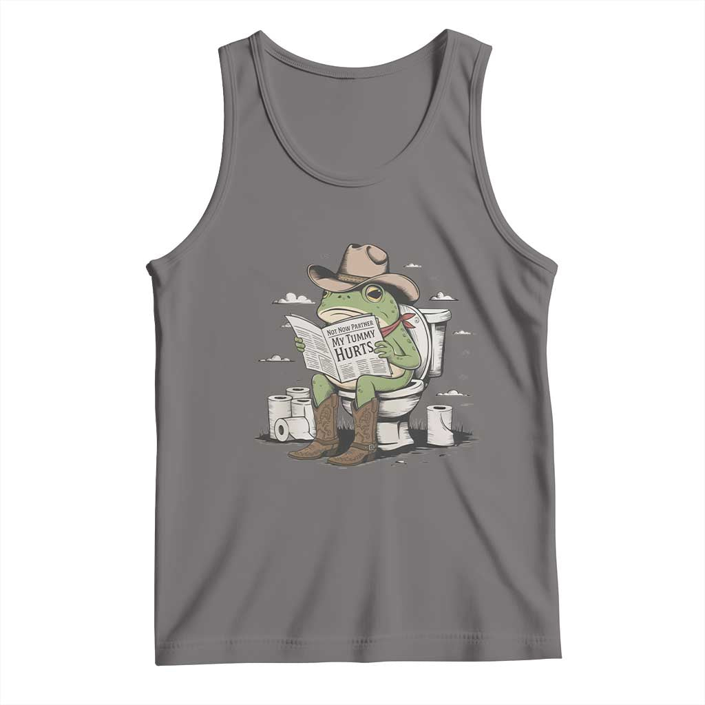 Funny Cowboy Frog Tank Top Not Now Partner My Tummy Hurts TS12 Deep Heather Print Your Wear