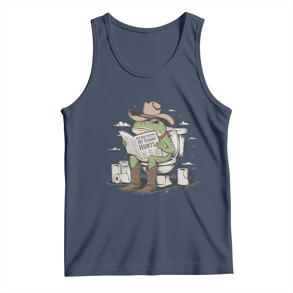 Funny Cowboy Frog Tank Top Not Now Partner My Tummy Hurts TS12 Navy Print Your Wear