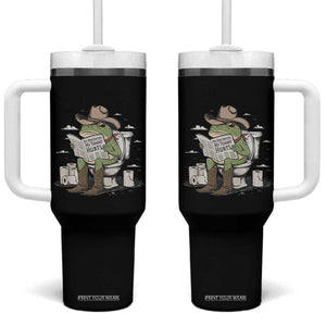 Funny Cowboy Frog Tumbler With Handle Not Now Partner My Tummy Hurts TS12 One Size: 40 oz Black Print Your Wear