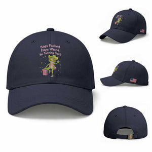 Funny Girls Trip Frog Baseball Cap Bags Packed Flaps Waxed TS12 Baseball Cap Universal Fit Navy Print Your Wear