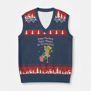 Funny Girls Trip Frog V-Neck Knit Sweater Vest Bags Packed Flaps Waxed TS12 Navy Red Print Your Wear