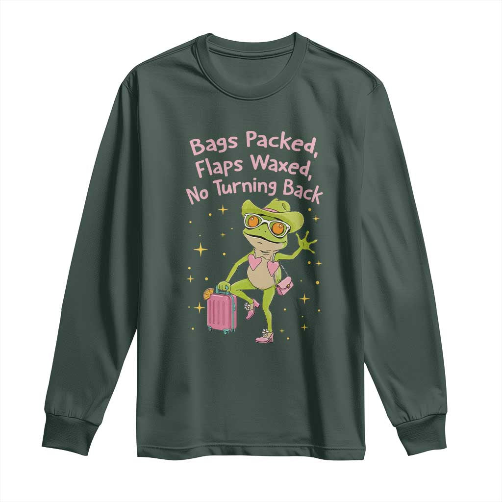 Funny Girls Trip Frog Long Sleeve Shirt Bags Packed Flaps Waxed TS12 Dark Forest Green Print Your Wear