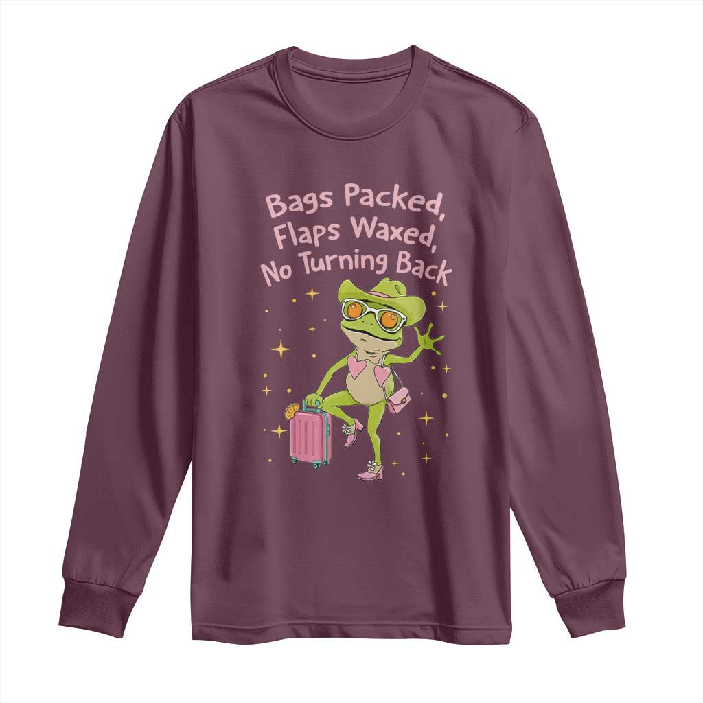 Funny Girls Trip Frog Long Sleeve Shirt Bags Packed Flaps Waxed TS12 Maroon Print Your Wear