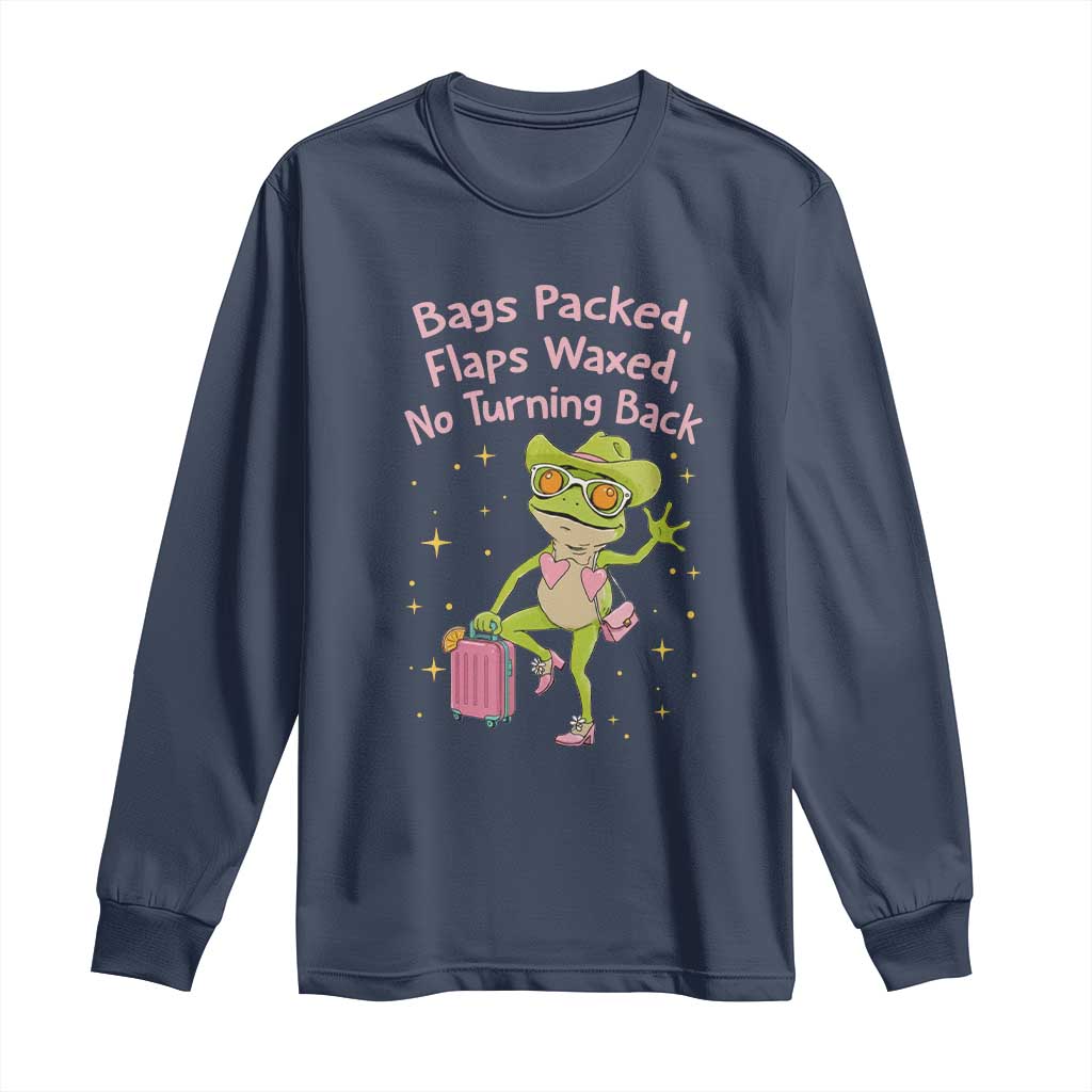 Funny Girls Trip Frog Long Sleeve Shirt Bags Packed Flaps Waxed TS12 Navy Print Your Wear