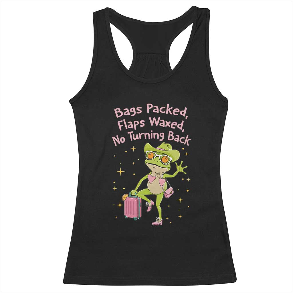 Funny Girls Trip Frog Racerback Tank Top Bags Packed Flaps Waxed TS12 Black Print Your Wear