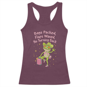 Funny Girls Trip Frog Racerback Tank Top Bags Packed Flaps Waxed TS12 Maroon Print Your Wear