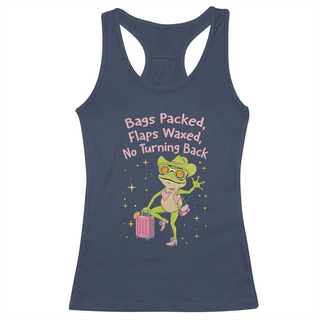 Funny Girls Trip Frog Racerback Tank Top Bags Packed Flaps Waxed TS12 Navy Print Your Wear