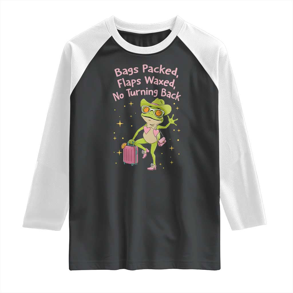 Funny Girls Trip Frog Raglan Shirt Bags Packed Flaps Waxed TS12 Black White Print Your Wear