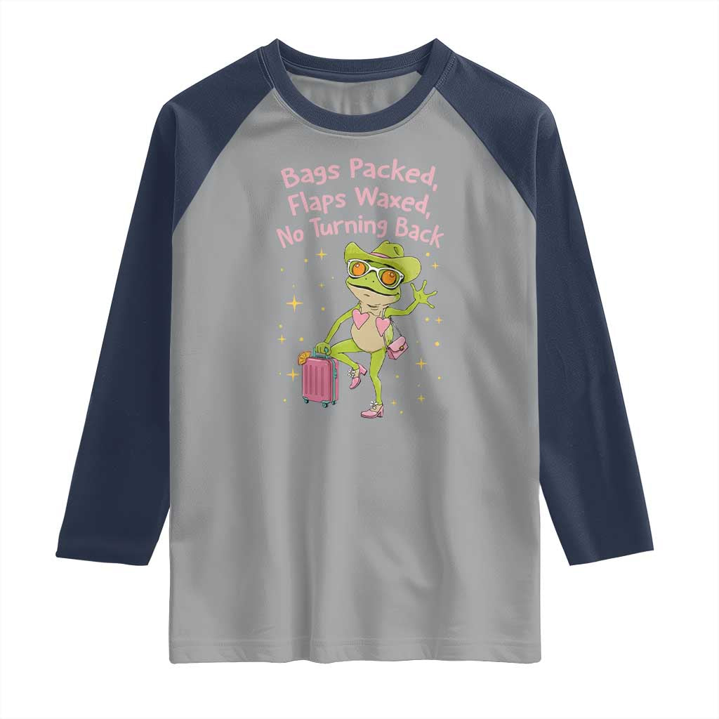 Funny Girls Trip Frog Raglan Shirt Bags Packed Flaps Waxed TS12 Sport Gray Navy Print Your Wear