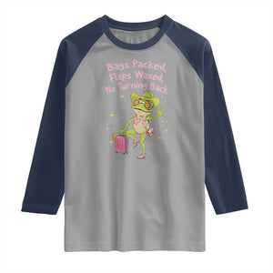 Funny Girls Trip Frog Raglan Shirt Bags Packed Flaps Waxed TS12 Sport Gray Navy Print Your Wear