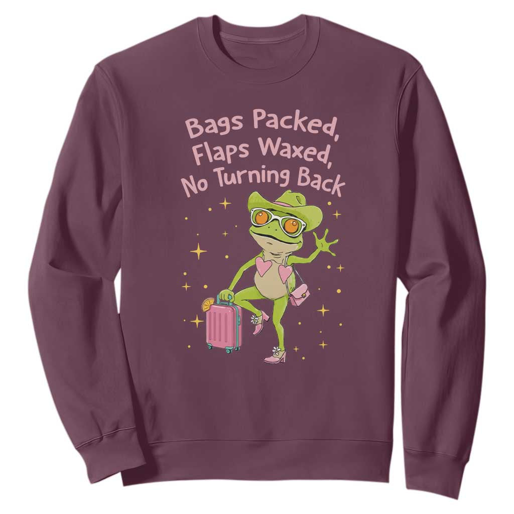 Funny Girls Trip Frog Sweatshirt Bags Packed Flaps Waxed TS12 Maroon Print Your Wear