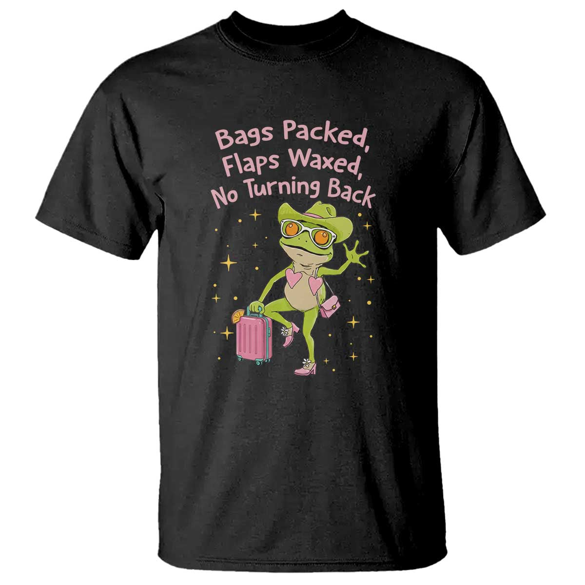 Funny Girls Trip Frog T Shirt Bags Packed Flaps Waxed TS12 Black Print Your Wear
