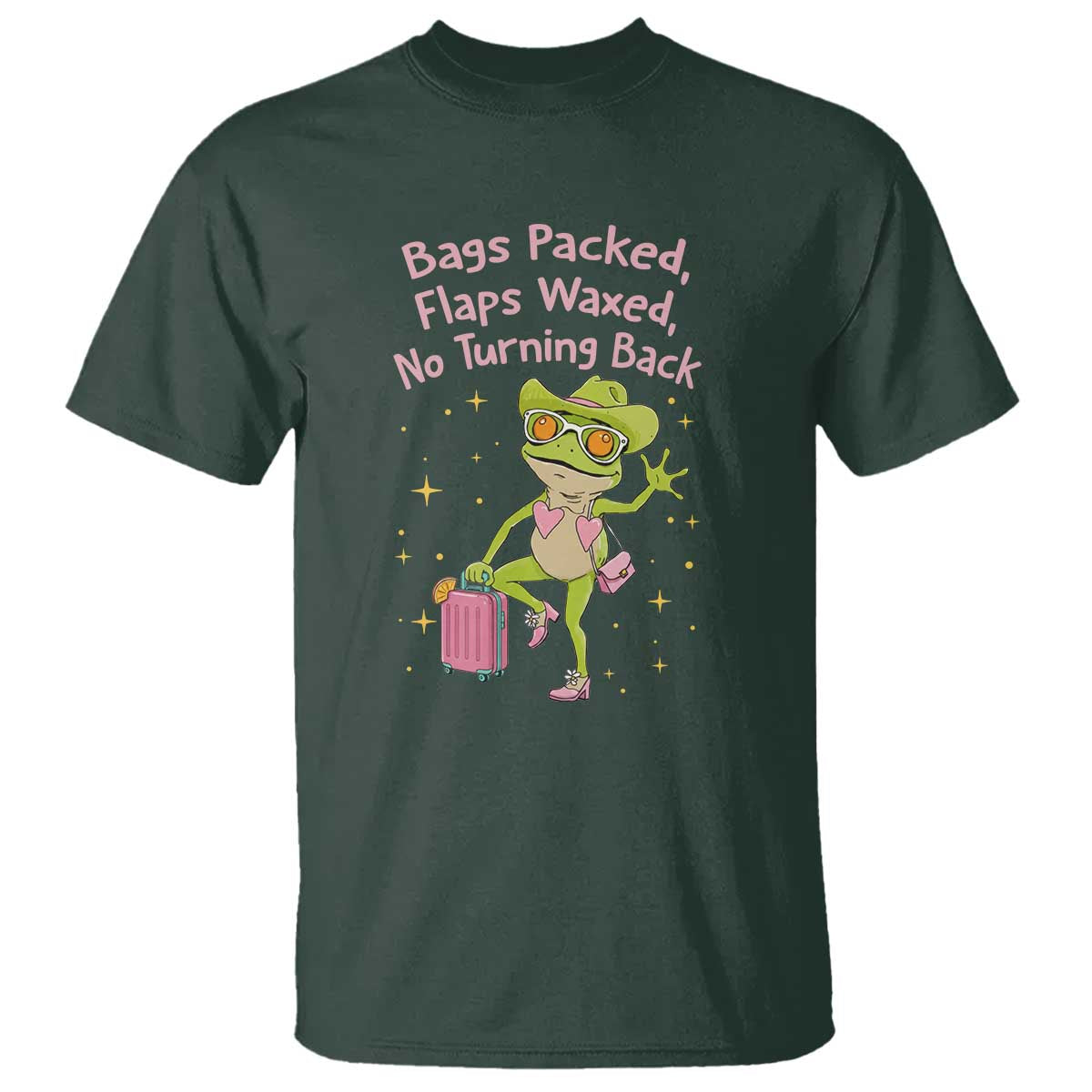 Funny Girls Trip Frog T Shirt Bags Packed Flaps Waxed TS12 Dark Forest Green Print Your Wear