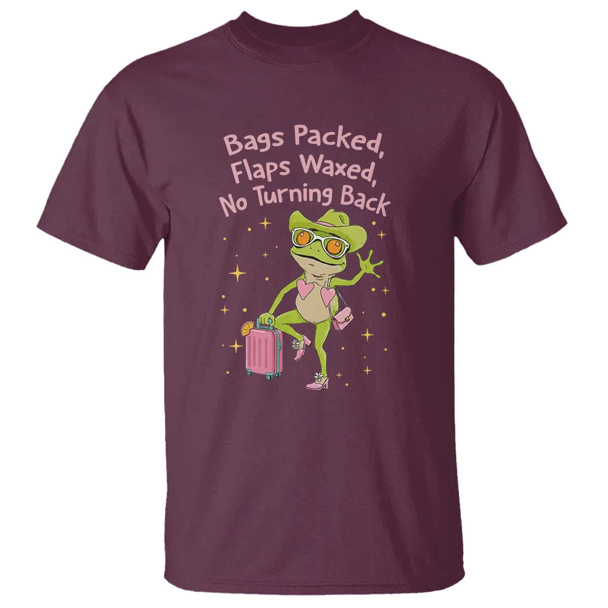 Funny Girls Trip Frog T Shirt Bags Packed Flaps Waxed TS12 Maroon Print Your Wear