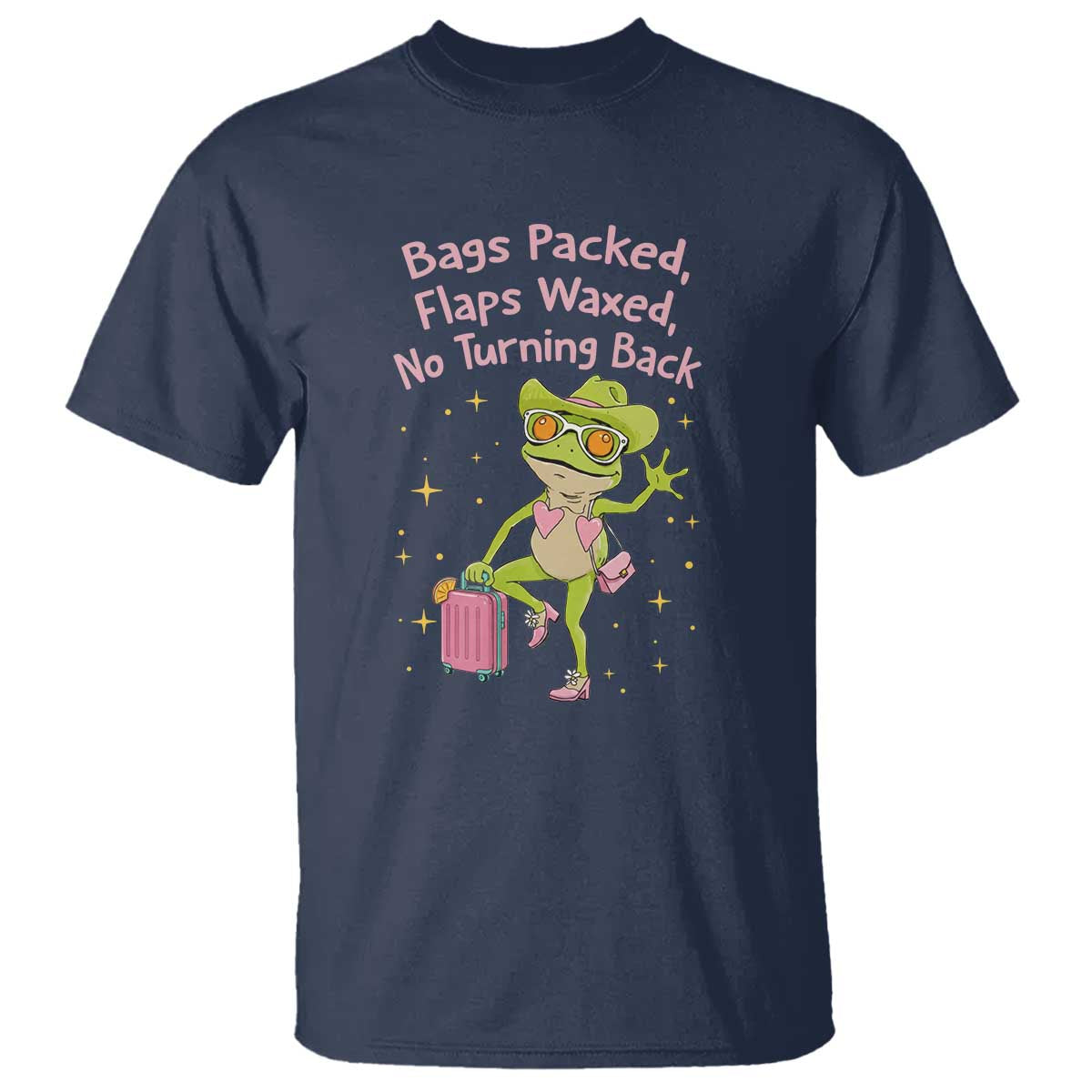 Funny Girls Trip Frog T Shirt Bags Packed Flaps Waxed TS12 Navy Print Your Wear