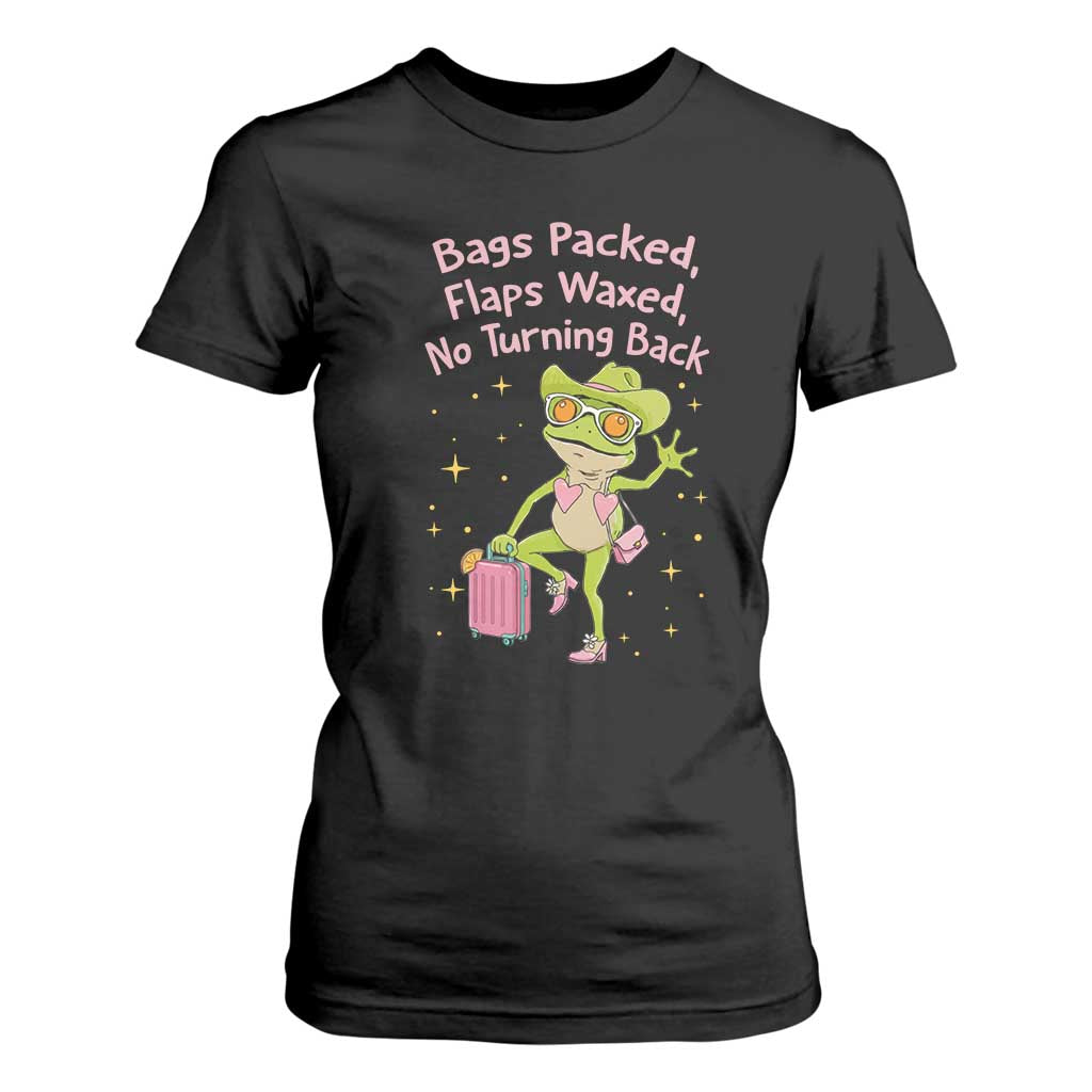 Funny Girls Trip Frog T Shirt For Women Bags Packed Flaps Waxed TS12 Black Print Your Wear