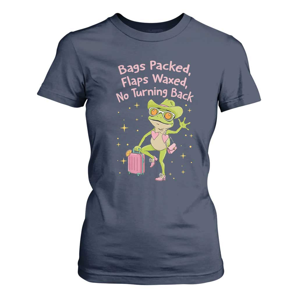 Funny Girls Trip Frog T Shirt For Women Bags Packed Flaps Waxed TS12 Navy Print Your Wear
