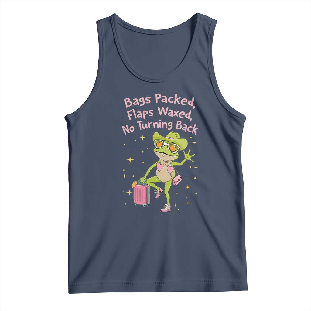 Funny Girls Trip Frog Tank Top Bags Packed Flaps Waxed TS12 Navy Print Your Wear