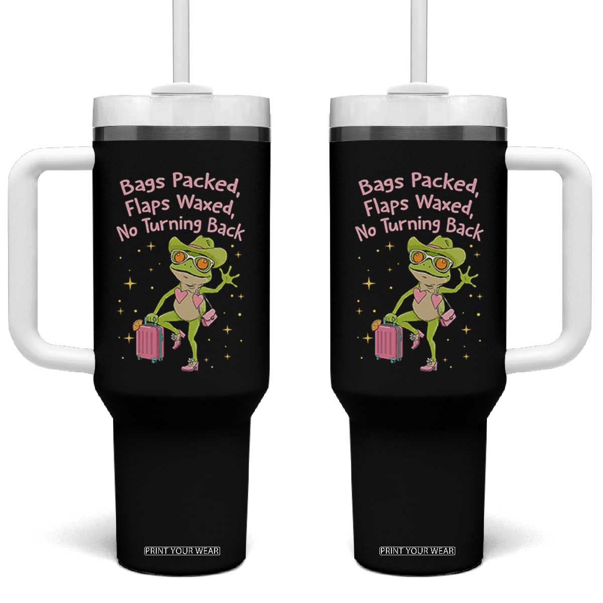 Funny Girls Trip Frog Tumbler With Handle Bags Packed Flaps Waxed TS12 One Size: 40 oz Black Print Your Wear