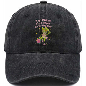 Funny Girls Trip Frog Washed Cotton Baseball Cap Bags Packed Flaps Waxed TS12 Print Your Wear