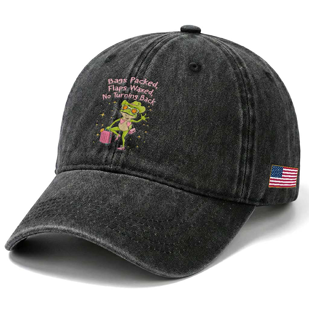 Funny Girls Trip Frog Washed Cotton Baseball Cap Bags Packed Flaps Waxed TS12 Print Your Wear