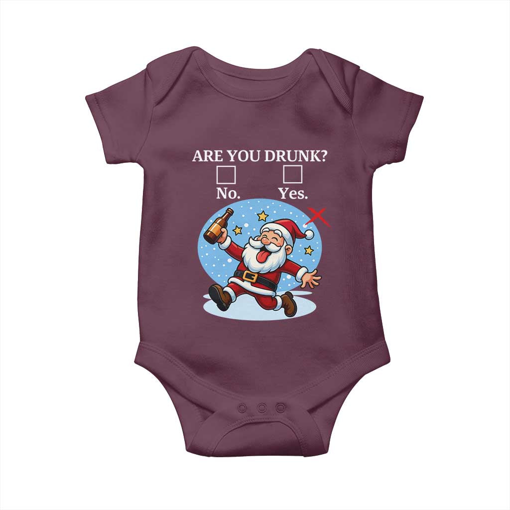 Funny Christmas Drinking Baby Onesie Are you Drunk Santa TS12 Maroon Print Your Wear