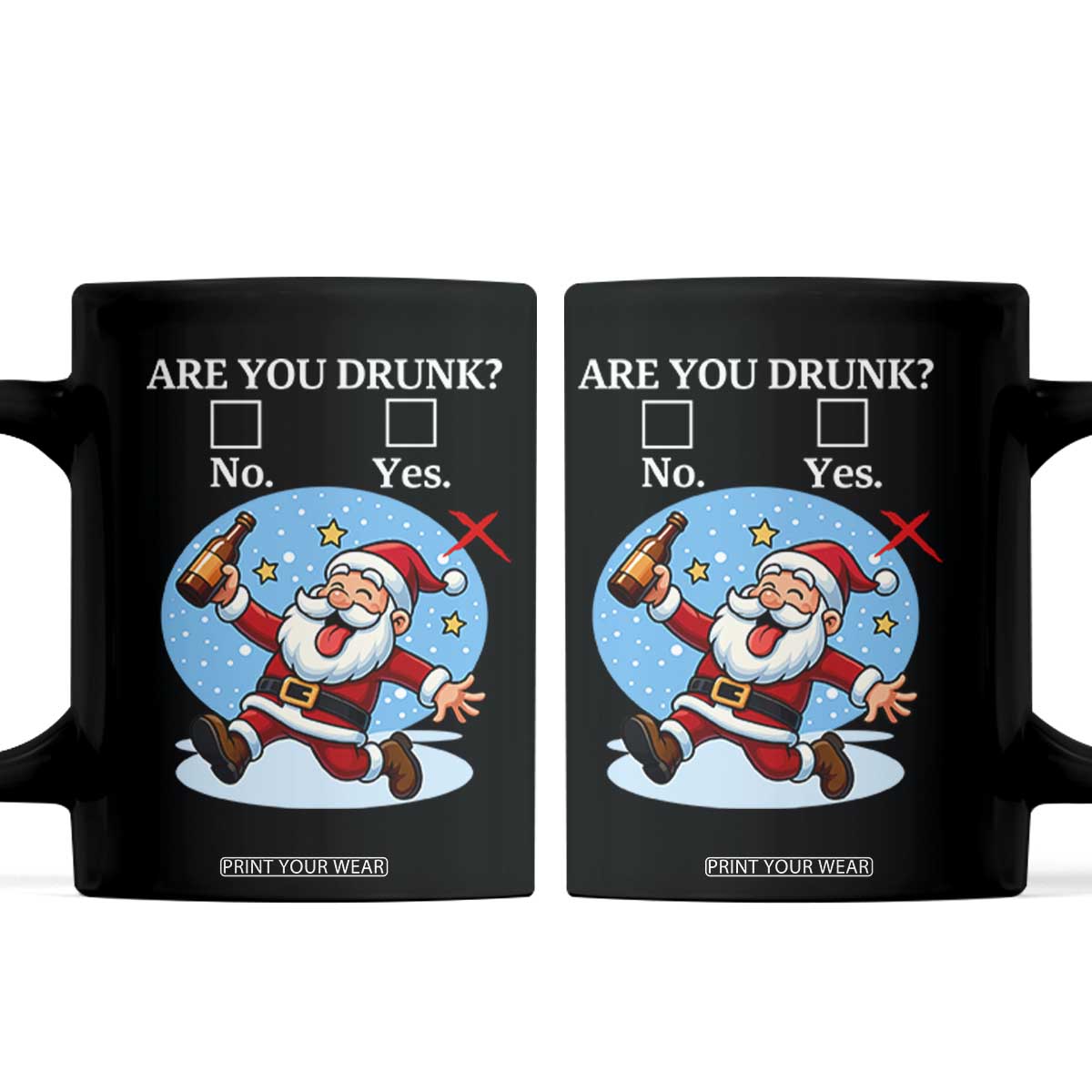 Funny Christmas Drinking Coffee Mug Are you Drunk Santa TS12 Black Print Your Wear