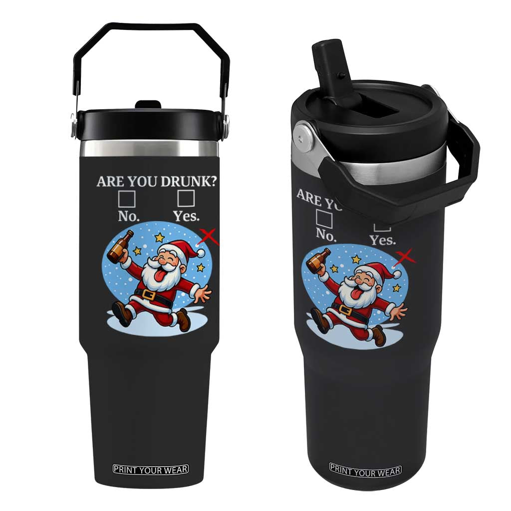 Funny Christmas Drinking Flip Straw Tumbler Are you Drunk Santa TS12 One Size: 30 oz Black Print Your Wear