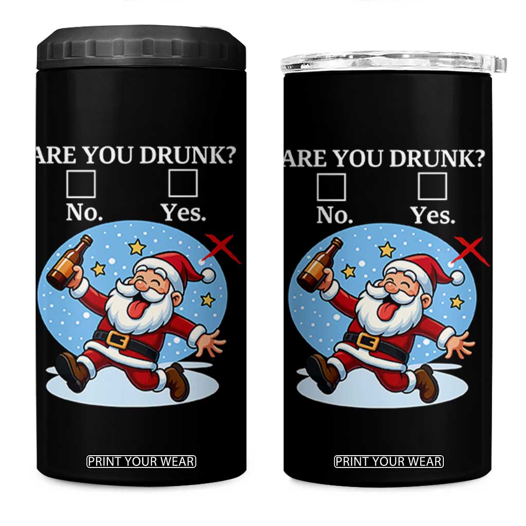 Funny Christmas Drinking 4 in 1 Can Cooler Tumbler Are you Drunk Santa TS12 One Size: 16 oz Black Print Your Wear