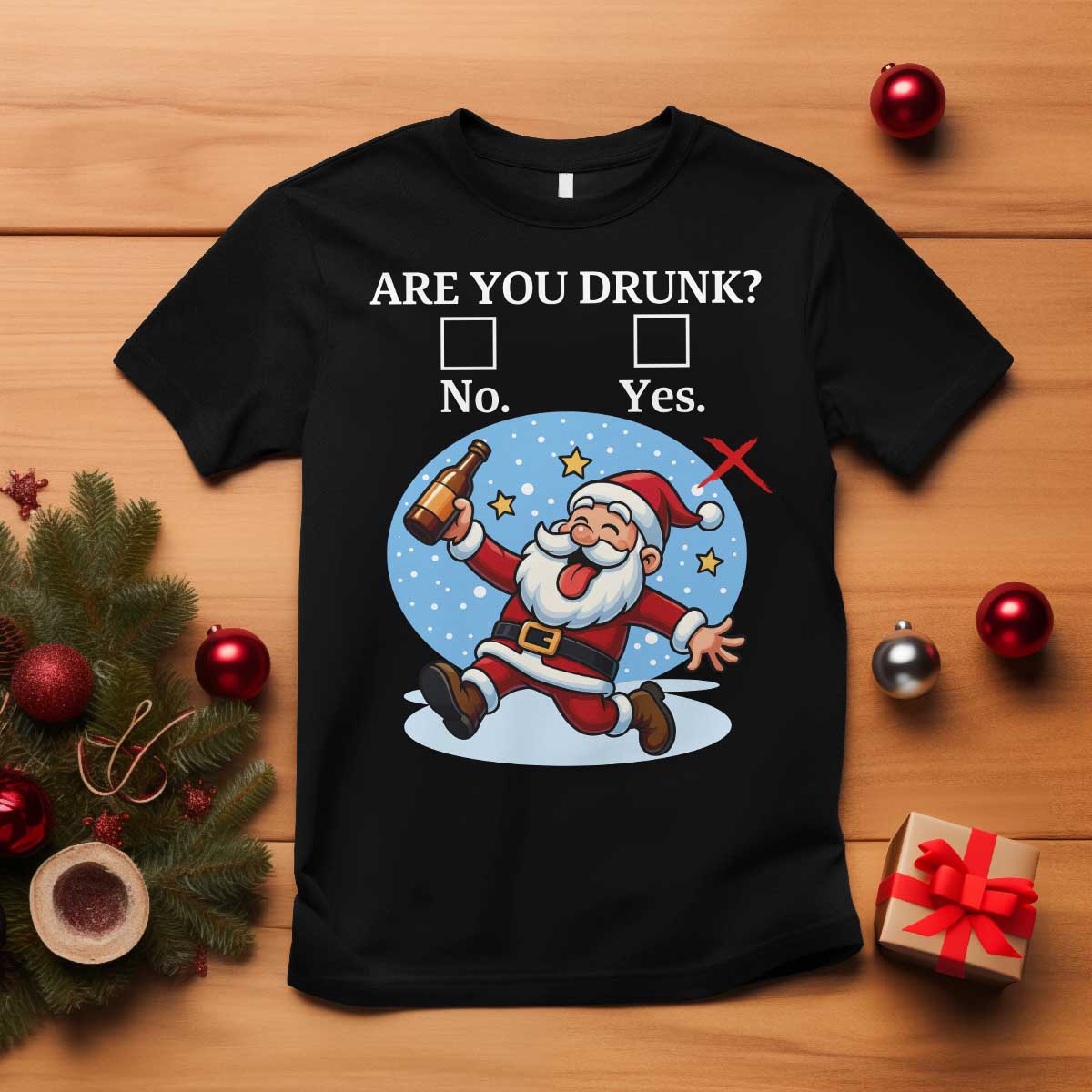 Funny Christmas Drinking T Shirt Are you Drunk Santa TS12 Black Print Your Wear