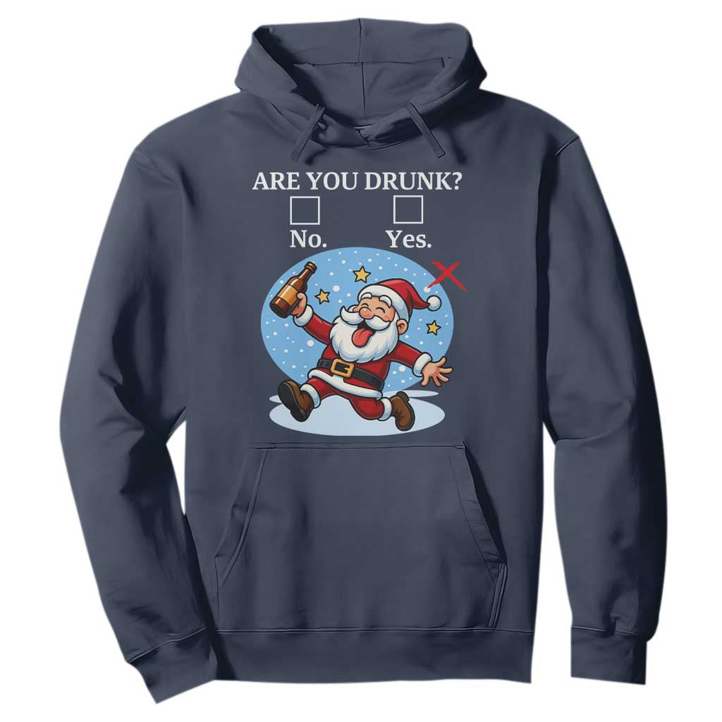 Funny Christmas Drinking Hoodie Are you Drunk Santa TS12 Navy Print Your Wear