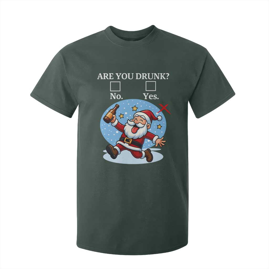 Funny Christmas Drinking T Shirt For Kid Are you Drunk Santa TS12 Dark Forest Green Print Your Wear