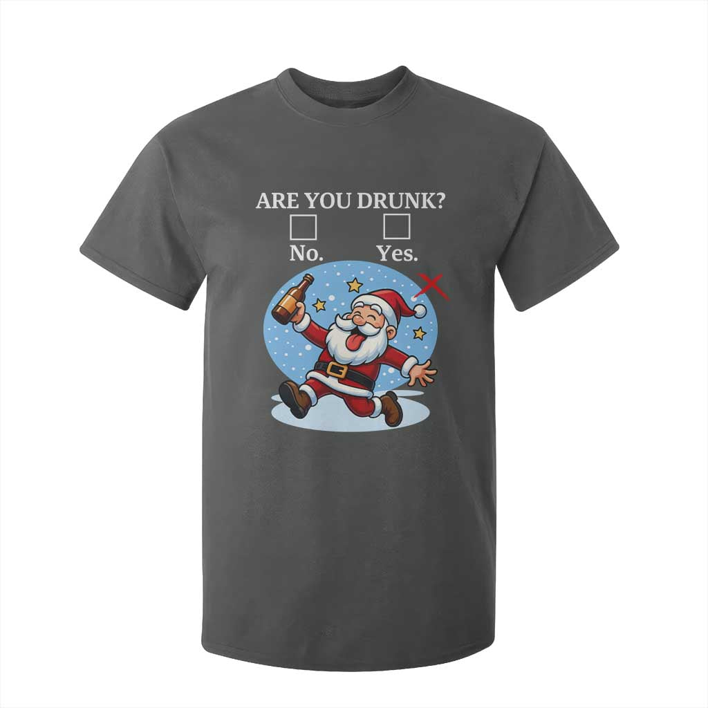 Funny Christmas Drinking T Shirt For Kid Are you Drunk Santa TS12 Dark Heather Print Your Wear