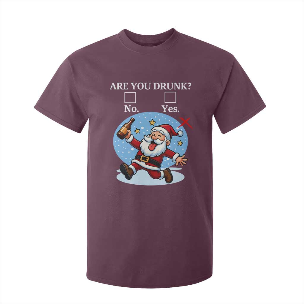 Funny Christmas Drinking T Shirt For Kid Are you Drunk Santa TS12 Maroon Print Your Wear