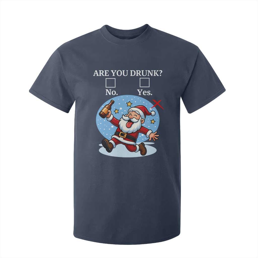 Funny Christmas Drinking T Shirt For Kid Are you Drunk Santa TS12 Navy Print Your Wear
