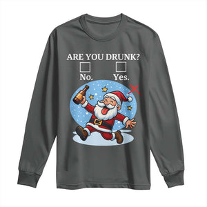 Funny Christmas Drinking Long Sleeve Shirt Are you Drunk Santa TS12 Dark Heather Print Your Wear