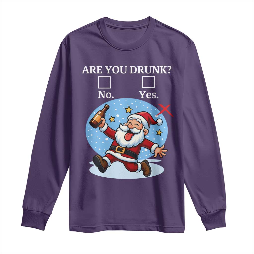 Funny Christmas Drinking Long Sleeve Shirt Are you Drunk Santa TS12 Purple Print Your Wear