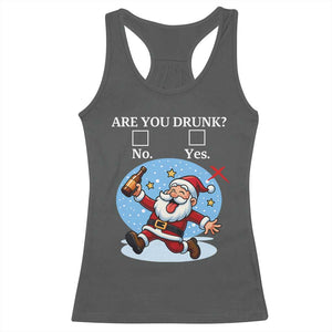 Funny Christmas Drinking Racerback Tank Top Are you Drunk Santa TS12 Dark Heather Print Your Wear