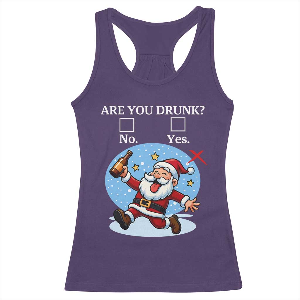 Funny Christmas Drinking Racerback Tank Top Are you Drunk Santa TS12 Purple Print Your Wear