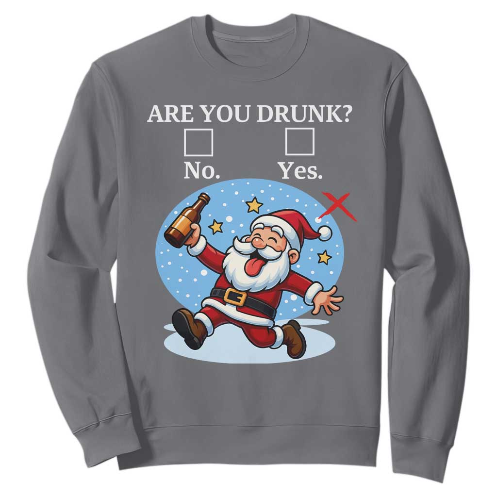 Funny Christmas Drinking Sweatshirt Are you Drunk Santa TS12 Charcoal Print Your Wear