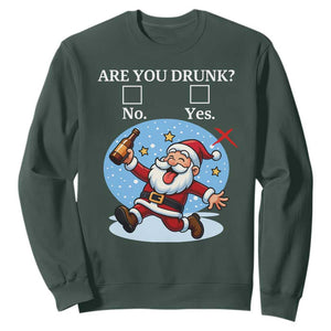 Funny Christmas Drinking Sweatshirt Are you Drunk Santa TS12 Dark Forest Green Print Your Wear
