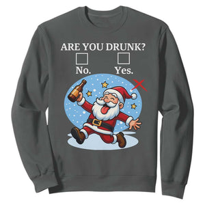 Funny Christmas Drinking Sweatshirt Are you Drunk Santa TS12 Dark Heather Print Your Wear