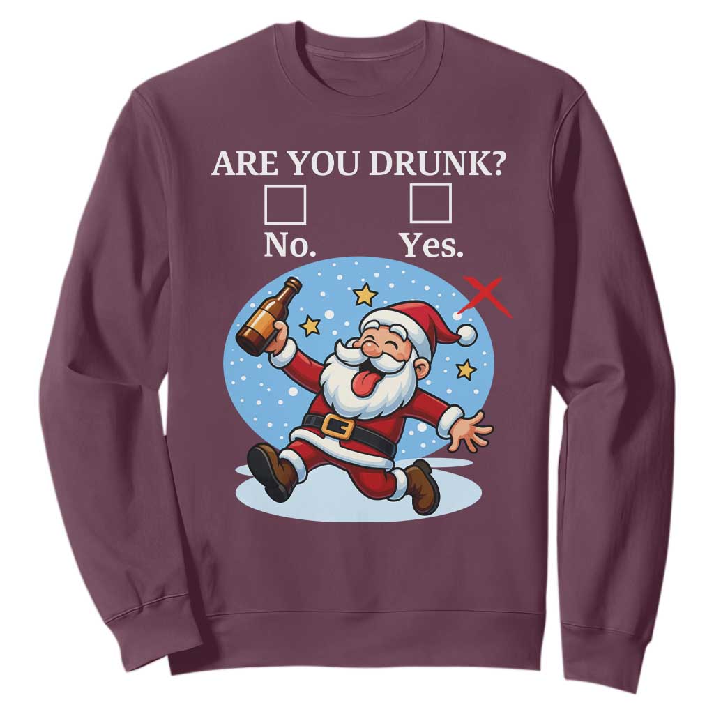 Funny Christmas Drinking Sweatshirt Are you Drunk Santa TS12 Maroon Print Your Wear